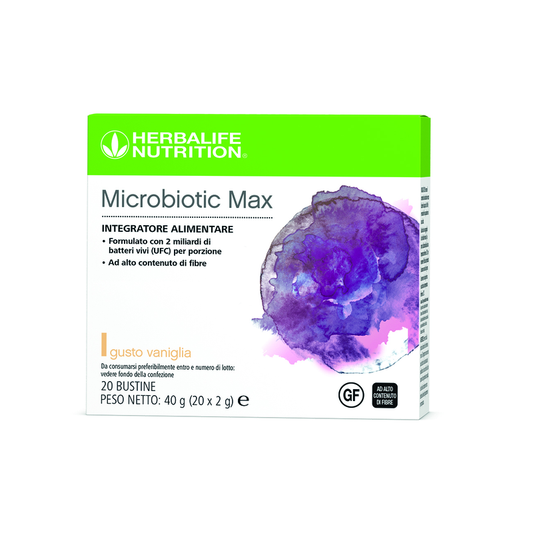 Microbiotic Max - Integratore di fibre prebiotiche e batteri probiotici Gusto Vaniglia
